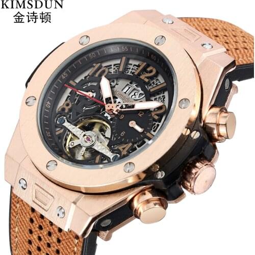 Top Brand Business Mens Watches Belt Tourbillon Automatic Mechanical Watch Waterproof Luminous Wristwatch Zegarek Meski