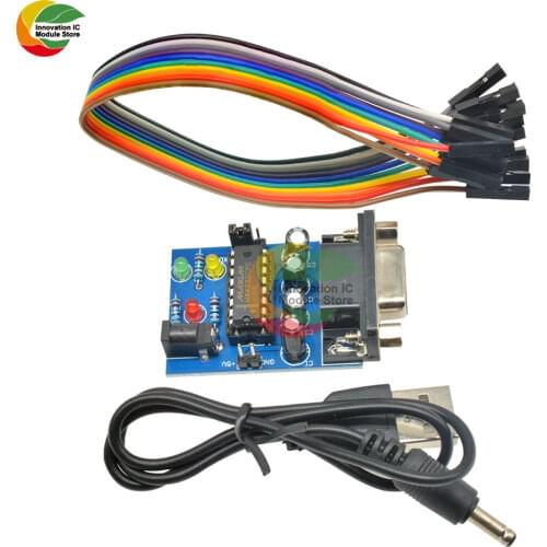Ziqqucu MAX232 RS232 to TTL Converter Adapter Module COM DB9 Serial Board ATMEGA16 LED Light Power RXD TXD for Arduino