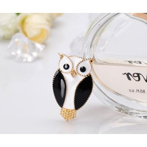 Cuter Owl Brooch Black White Colours Enamel Metal Pins for Child Corsage Brooches Pin Jewely Accessories Gifts