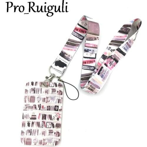Reading Books Bookshelf Key lanyard Car KeyChain ID Card Pass Gym Mobile Phone Badge Kids Key Ring Holder Jewelry Decorations