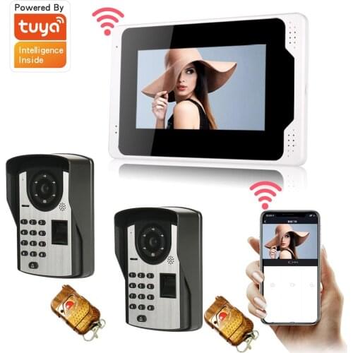 Tuya WIFI Wired Video Doorbell Intercom for Home 7in Touch Screen Monitor with 1080P Infrared Night Vision Camera