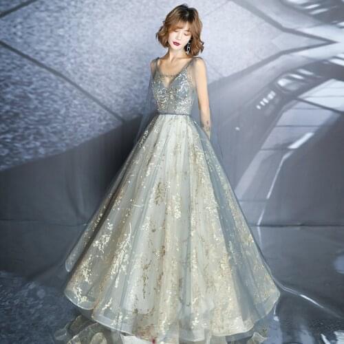 Elegant V-Neck Gold Spray Process Chiffon Evening Dress Cheongsam Back Bandage Prom Fomail Gown Vestidos De Noche