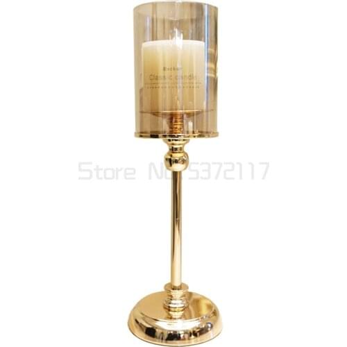 European Candlestick romantic candlelight dinner props crystal glass cover Nordic western table lamp