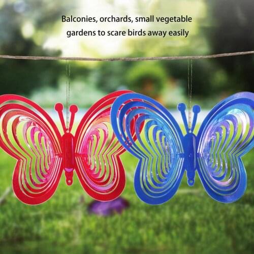 Geometric Art Butterfly Wind Spinner Garden Yard Wind Spinners Balcony Reflective Bird Blinders Pinwheels Outdoor Garden Decor