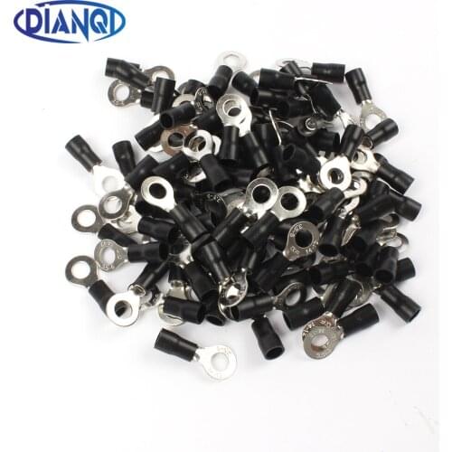 DIANQI RV3.5-6 Black Ring insulated terminal suit 2.5-4mm2 cable Crimp Terminal Cable Wire Connector 100PCS/Pack