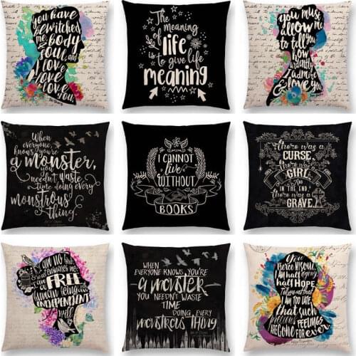 Colorful Thoughts Beautiful Language Gorgeous Words Decorative Letters Story Cushion Cover Sofa Throw Pillow Case Reading Books