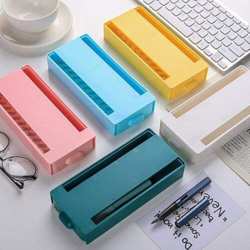 Creative Hidden Pencil Case Paste Darwer Office Book Desktop Storage Box Vintage Color Sstudent School Stationery Supplies