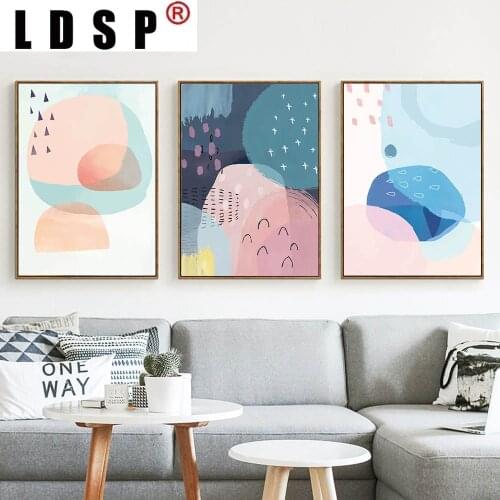 LDSP Abstract Color Blocks Landscape Cartoon Canvas Painting Wall Art Print Poster Picture Modern Living Room Home Decor