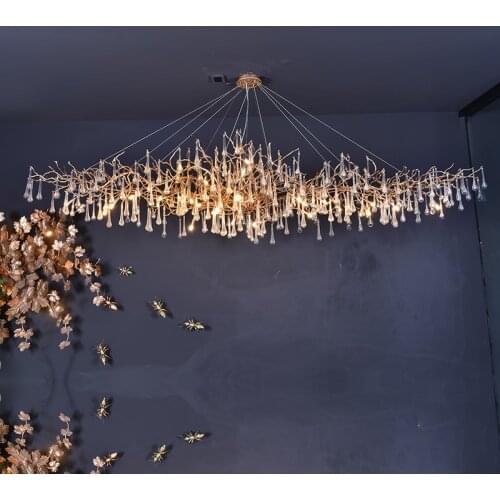 European chandelier living room dining room lamp post modern simple LED crystal Nordic Luxury Hotel Villa Hall