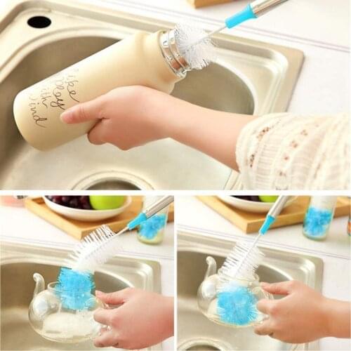 4pc Baby Bottle Cleaning Brush Set Long Handle Milk Bottle Cup Mug Sponge Washing Clean Brush Cleaner Kitchen Cleaning Tools