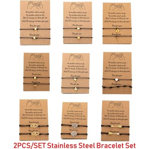 New Butterfly Heart Key Life Tree Pendant Stainless Steel Bracelets Diy Wish Card Bracelet Charm Couple Friendship Jewerly Gifts