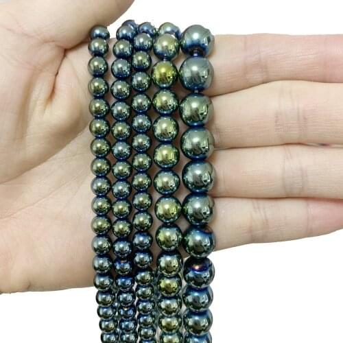 New Natural Stone Hematite Loose Beads for Jewelry Making Smooth Round 6 8 10mm DIY Bracelet Necklace Accessories Findings B468