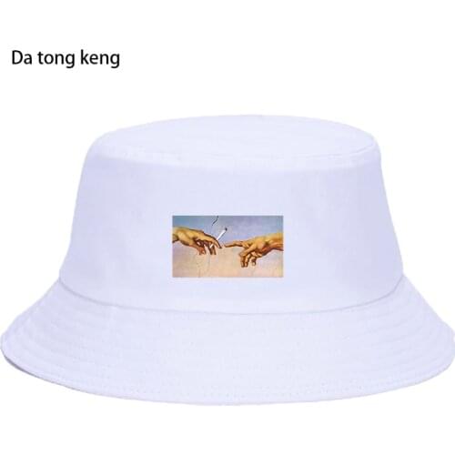 MICHELANGELO Funny Print Bucket Caps Summer Foldable Sunscreen Fishermans Panama Hats 2021 Man Woman Anime Hip Hop Buckets Hat