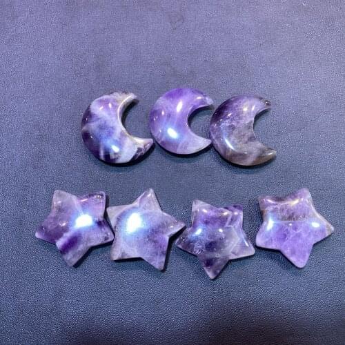 Natural Dream Amethyst Crystal Moon Gemstone Star. Meditation Healing Chakra Polished Natural Stones and Minerals