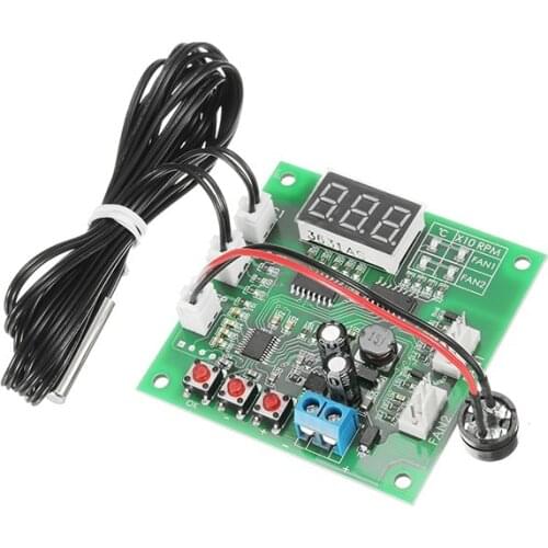 1PC Two way heat dissipation PWM four wire fan temperature controller 12V24V48V temperature speed display stop alarm Board