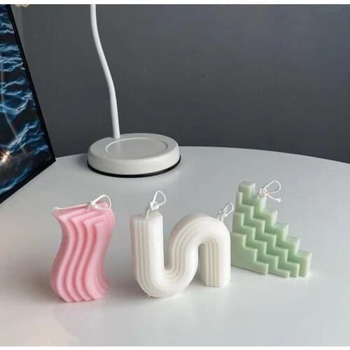 Silicone Geometric Shape Candle Mold Wedding Atmosphere Arrangement Aroma Soap Mold Candle Baking Cake Mold Candle Making Mold