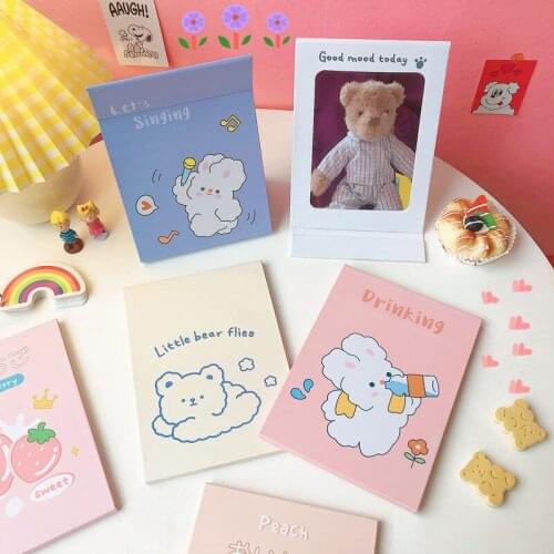 Ins Cartoon Folding Mirror Desktop Stand Makeup Mirror Student Cartoon Bear Rabbit Sheep Portable Table Dressing Mirror