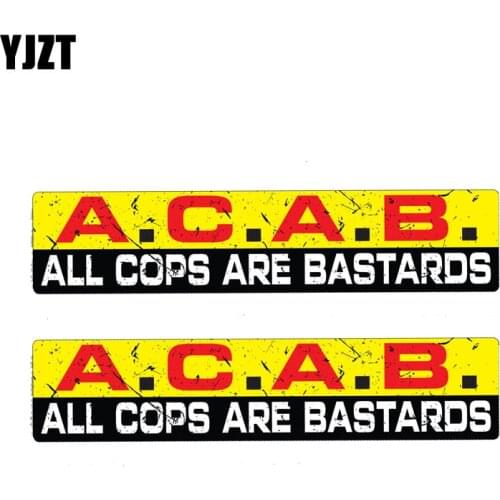 YJZT 2X 15CM*3CM Warning Reflective Decal ALL COPS ARE BASTARDS Car Sticker PVC 12-1177
