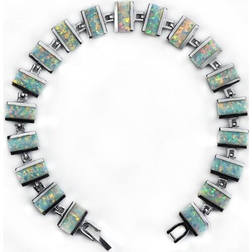 SZ0025 New Design 2021 Fashion Opal Gem Link Bracelet Square Muticolor Bracelets & Bangles Birthday Gift