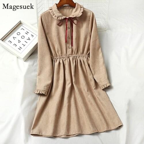 A-Line Vintage Corduroy Fashion Bodycon Women Dress Autumn 2020 New Mini Dress Women Elegant Empire Women Dresses Vestidos 12013