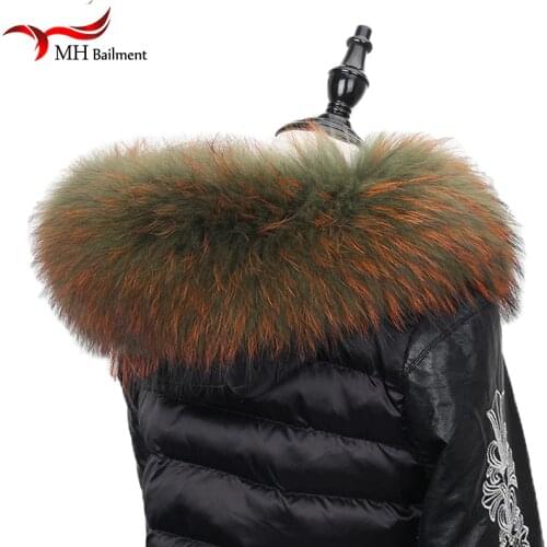 100% Genuine Real Natural Raccoon Fur Collar Women bandana women Scarf Fashion Coat Sweater Coat Hoodie woman neck scarves