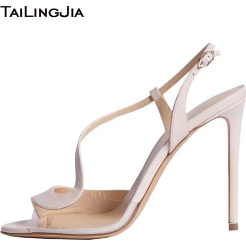 Elegant High Heel Sandals For Women Heeled Shoes Woman Beige Peep Toe Stiletto Heels 2020 Ladies Wedding Summer Female Footwear