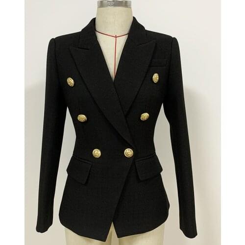 EXCELLENT QUALITY New 2020 Paris Fashion Women Blazer Classic Lion Buttons Double Breasted Slim Fitting Blazer Jacket