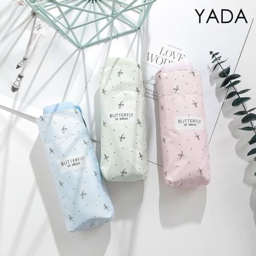 YADA 2021 New Lovely Bow Pattern Mini Umbrellas Parasol 5-Folding Umbrellas Rain For Women Girls UV Windproof Umbrella YS200258