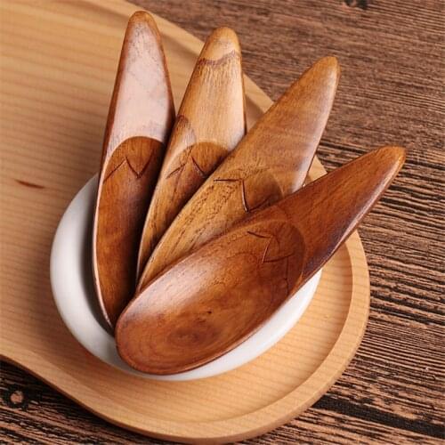 100pcs/lot Creative Japanese spoon tablespoon spoon of real wood spoon tea spoon LX0266