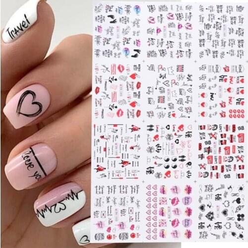 12pcs Nail Sticker Fashion Patterns Nails Art Stickers Decals Adhesive Tip DIY Manicure Decoration