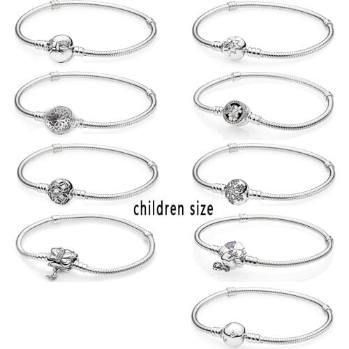 2019 NEW 100% 925 Sterling Silver Lovely Bracelet Rose Gold Clear CZ Charm Bead Fit Small Girl DIY Jewelry Send Blessing Gift