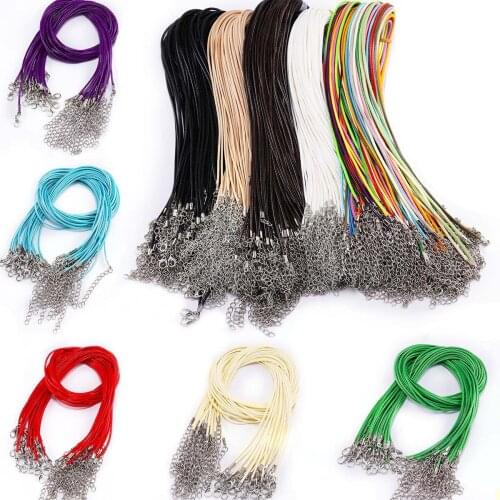 5/10 Pcs/lot Real Handmade Leather Adjustable Braided Rope Necklaces Pendant Charms Findings Lobster Clasp String Cord 1.5 mm