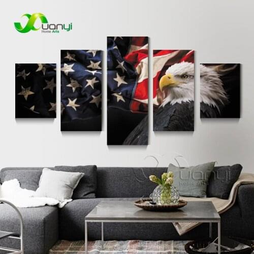 5 Panel Abstract United States Flag Eagle Canvas Painting Home Decor Modular Wall Picture For Living Room Prints Unframed PR1366