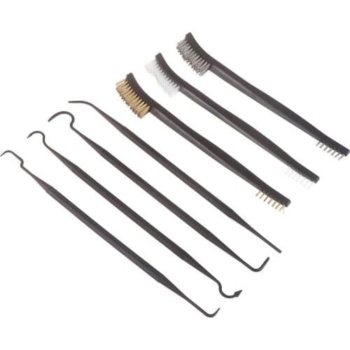 7pcs/Set 3pcs Steel Wire Brush + 4pcs Nylon Pick Set Universal Gun Hunting Cleaning Kit Tactical Rifle Pistol Gun Cleaning Tools