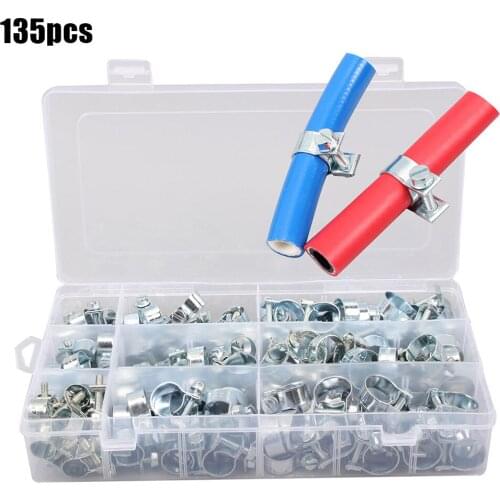 Brand New 135pcs Quality Mini Tube Pipe Hose Clamp Hoop Clips Metal Durable Portable For Household Dropshipping HR