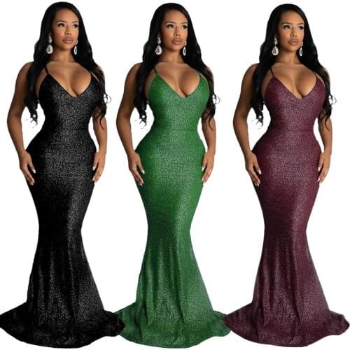 Adogirl Women Spaghetti Strap Evening Party Night Sexy Dresses Elegant Backless V Neck Female Club Bodycon Dress Long Vestido