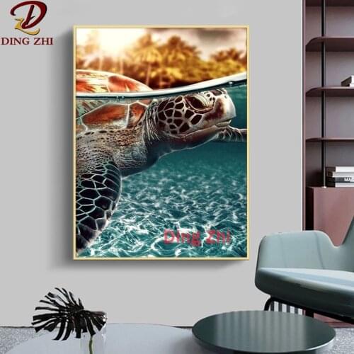 Diamond Painting 5D Sea Turtle Cross Stitch Diy Embroidery Mosaic Rhinestone Handcraft Work Square/Round Drill Living Room Decor