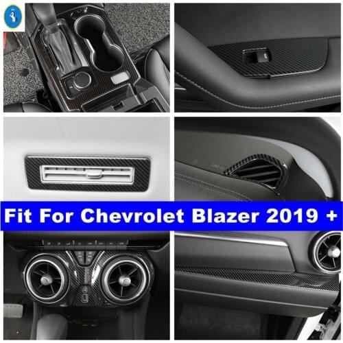 Car Accessories / Carbon Fiber Look Lift Button / Roof / Central Air AC / Gear Box Cover Trim For Chevrolet Blazer 2019 - 2021