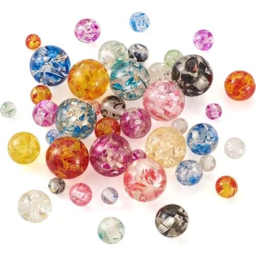 140Pcs Resin Beads Round Imitation Amber Style 6 Sizes Ball Loose Spacer Beads for DIY Bracelet Necklace Jewelry Crafts Making