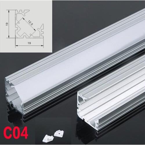 C04 5 Sets 50cm V Shape LED Aluminum Channel System With Cover, End Caps and Mounting Clips Aluminum Profile for LED Strip Light
