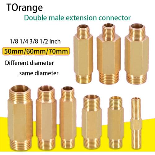 Brass lengthened direct 1/8 1/4 3/8 1/2 inch extension pipe diameter reduction conversion external thread copper fittings