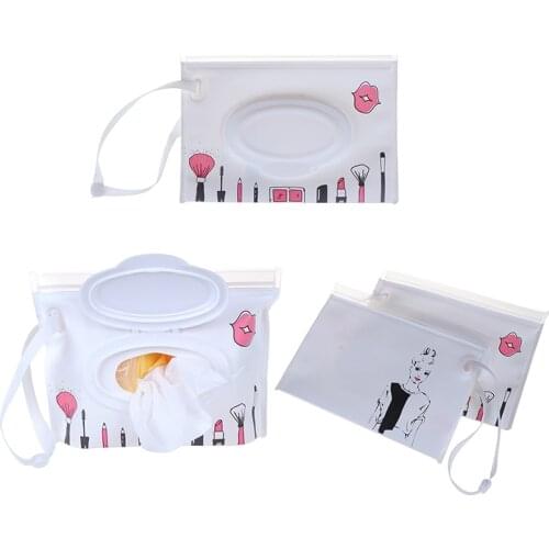 Hot sale 1Pcs Clutch and Clean Wet Wipes Bag for Stroller Cosmetic Pouch with Easy-Carry Snap-Strap Fashion Wipes Carrying Case