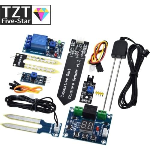TZT Capacitive Soil Moisture Sensor Module / Soil Humidity Digital Display Relay Control Module Automatic Watering For Arduino