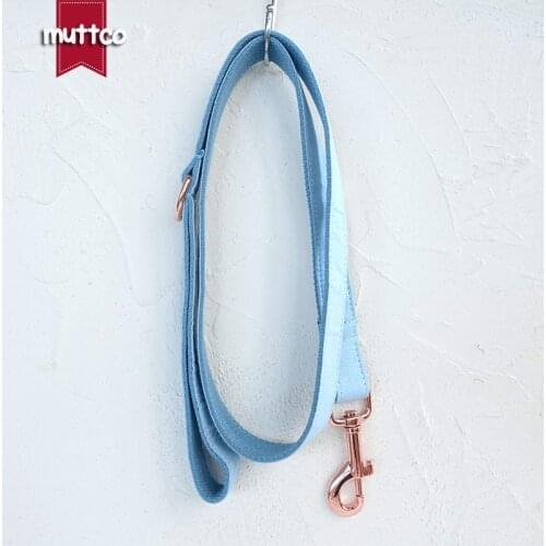MUTTCO retailing self-design collar THE SKY handmade poly satin and nylon wathet blue 5 Sizes dog leash UDC032M