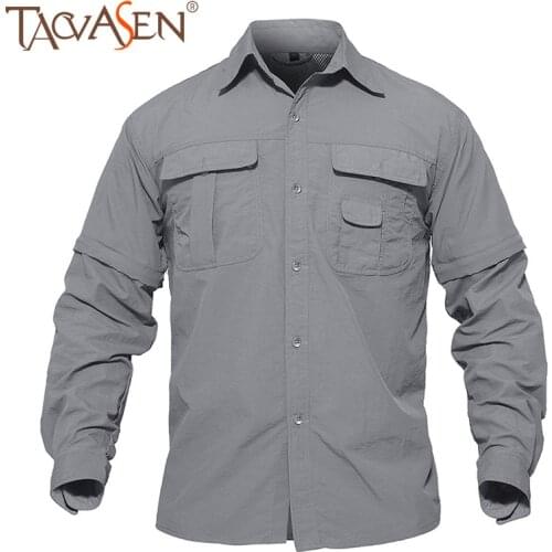 TACVASEN Tactical Military Shirts Men Summer Quick Dry Convertible Shirts Long Sleeve Lightweight Hiking Camping Travel Shirts