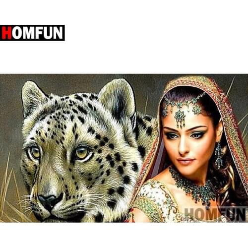 HOMFUN Full Square/Round Drill 5D DIY Diamond Painting "Beauty leopard" Embroidery Cross Stitch 5D Home Decor A01661