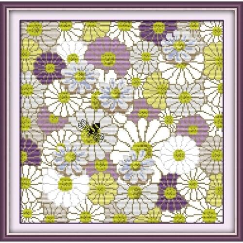 Daisy cross stitch kit flower 18ct 14ct 11ct count printed canvas stitching embroidery DIY handmade needlework