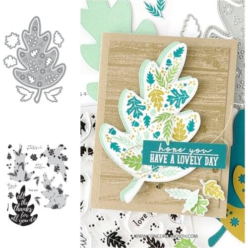 New Three Steps Autumn Leaf Metal Cutting Dies Stamps Scrapbook Diary Secoration Embossing Template Diy Greeting Card Handmade