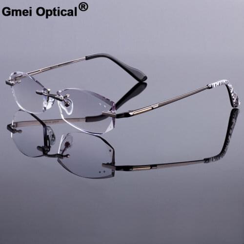 New Phantom Men Rimless Frames Women Titanium Alloy Glasses Frame Diamond Trimming Cut Rimless Glasses With Gradient Tint Lenses