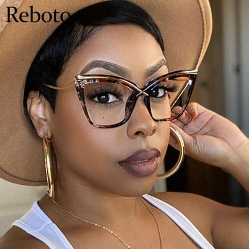Cat Eye Clear Reading Glasses Female Oversized Metal prescription Eye Glasses Frame Brand Designer Frames Fashion Sexy Spectacle